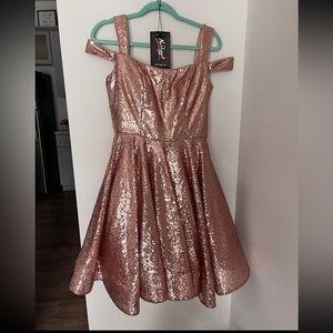 Mac Duggal skater dress rose gold size 6